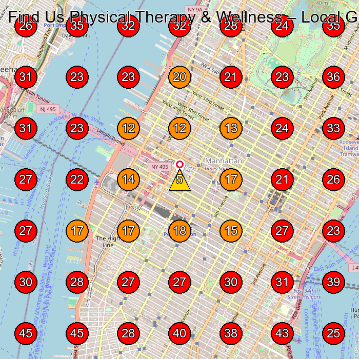 Find Us Physical Therapy & Wellness GeoGrid visibility map for Physical Therapy Clinic in New York